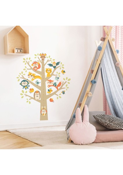 Ağaç ve Orman Hayvanları Sticker Boy Cetveli, Bebek, Çocuk Boy Ölçer, Duvar Dekorasyonu fiyatları