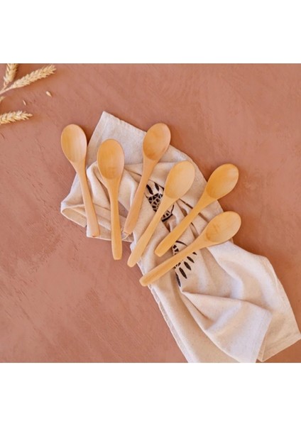 6'lı Bambu Küçük Tahta Kaşık