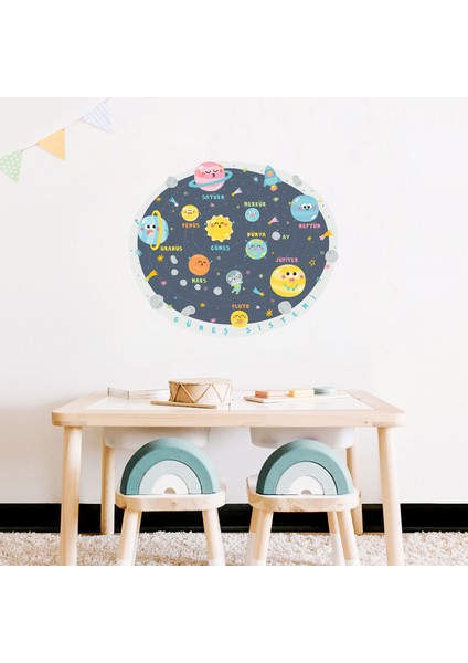 Güneş Sistemi Duvar Sticker, Gezegenler, Bebek ve Çocuk Odası Dekoru, Anaokulu ve Kreş Dekoru