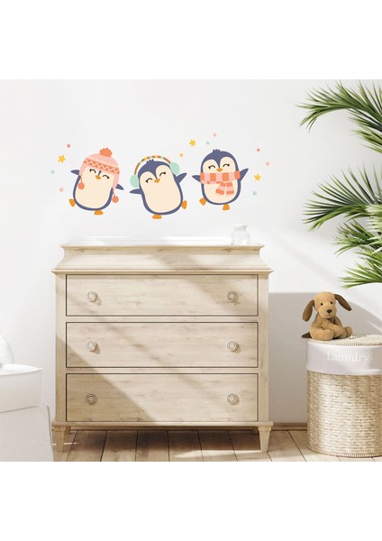 Dansçı Penguenler Duvar Sticker, Penguen Duvar Çıkartması, Çocuk Odası Dekorasyonu