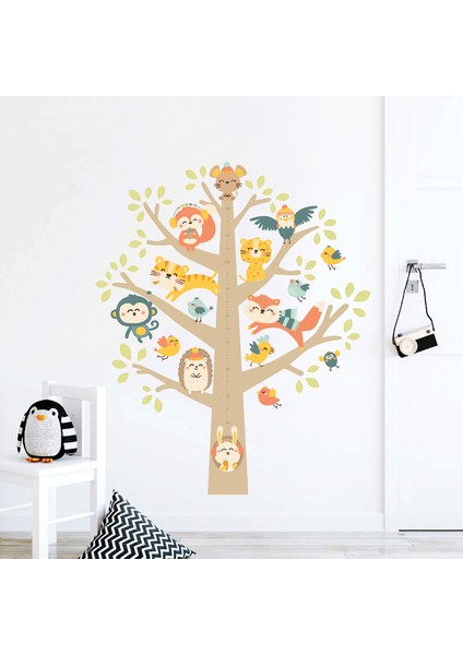 Ağaç ve Orman Hayvanları Sticker Boy Cetveli, Bebek, Çocuk Boy Ölçer, Duvar Dekorasyonu fırsatları