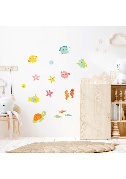 Deniz Canlıları Duvar Sticker - Banyo Seti