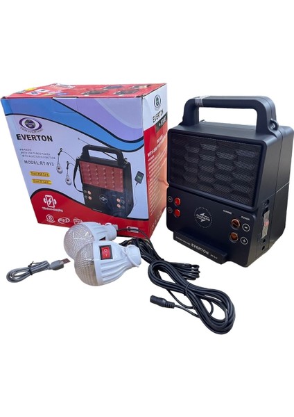 RT-913 Şarjlı Fm/usb/bt Güneş Enerjili 2 Ampullü Solar Set (Kablosuz Telefon Şarj) Özelikli