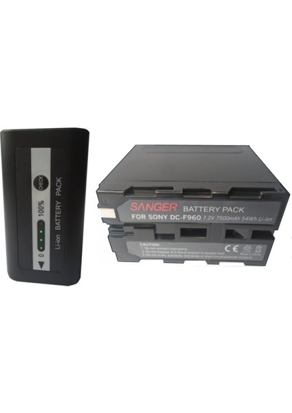 7500 Mah Göstergeli NP-F970 LED-308 LED Işık Bataryası