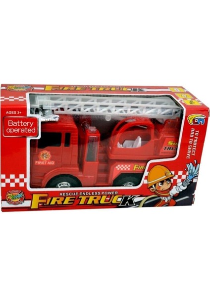 Pilli Oyuncak Itfaiye Merdivenli Sesli Pilli Itfaiye