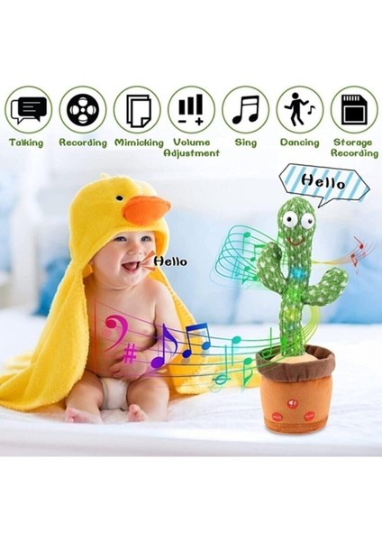 Oynayan Konuşan Taklitçi Işıklı Kaktüs Oyuncak Oynayan Konuşan