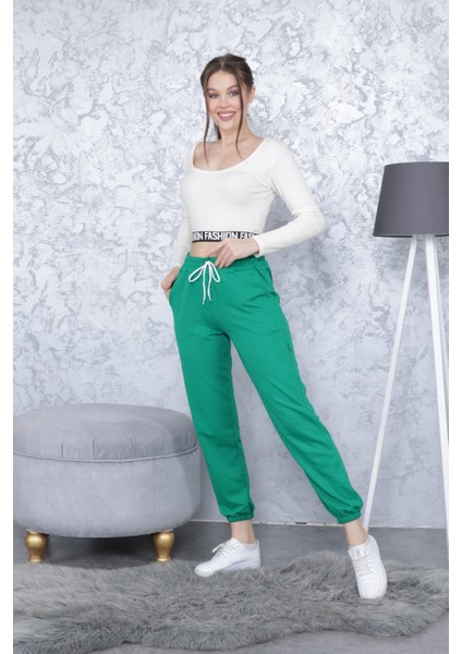 Kadın Eşofman Altı Jogger Beli ve Paçası Lastikli