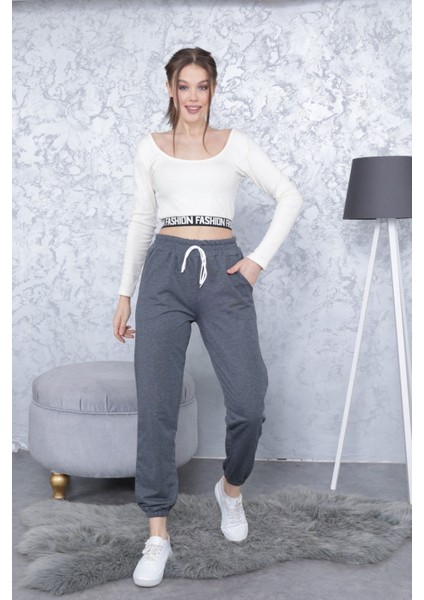 Kadın Eşofman Altı Jogger Beli ve Paçası Lastikli