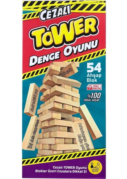 Tek Çatı Cezalı Jenga - Denge Oyunu - Doğal Ahşap Jenga