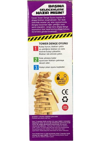 Tek Çatı Cezalı Jenga - Denge Oyunu - Doğal Ahşap Jenga