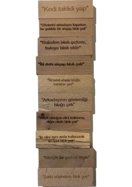 Tek Çatı Cezalı Jenga - Denge Oyunu - Doğal Ahşap Jenga