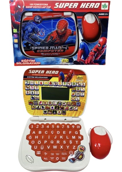 Gemril Eğitici Laptop 100 Fonksiyonlu Ingilizce ve Türkçe Spiderman Eğitici Bilgisayar