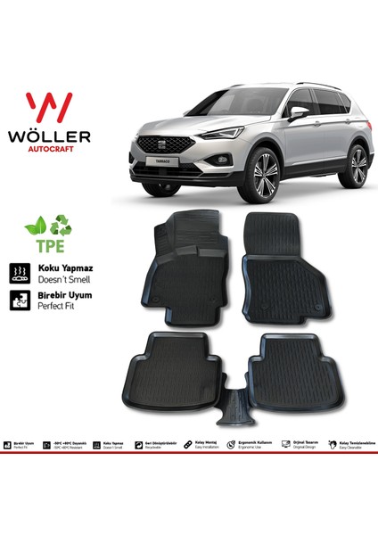 Seat Tarraco Paspas 2021 Sonrası 3D Havuzlu Wöller Paspas