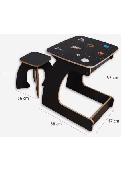 Space Uzay Aktivite Çocuk Masası ve Tabure Space