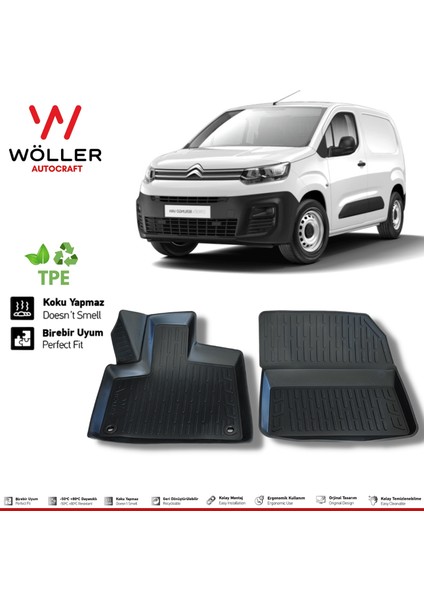 Citroen Berlingo Panelvan Paspas 2019 Sonrası 3D Havuzlu Wöller Paspas