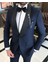 İtalyan kesim slim fit şal yaka ceket pantolon damatlık set lacivert T9183 1