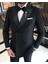 Italyan Kesim Slim Fit Kruvaze Ceket Pantolon Damatlık Set Siyah T9213 1