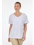 V Yaka Beyaz Kadın T-Shirt 23112001005 2