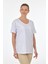 V Yaka Beyaz Kadın T-Shirt 23112001005 4