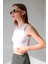 Beyaz Fitilli Süper Crop Halter Yaka Örme Atlet 1