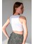 Beyaz Fitilli Süper Crop Halter Yaka Örme Atlet 5