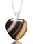 Kalp Kesim Damarlı Kahverengi Akik Taşı Kolye 1