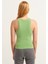 Kadın Fıstık Yeşili Fitilli T-Shirt Halter Yaka Örme Atlet 4