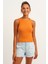 Kadın Hardal Fitilli T-Shirt Halter Yaka Örme Atlet 3