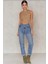 Kadın Bej Göbek Detay Crop Top 1