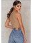 Kadın Bej Göbek Detay Crop Top 2