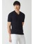 Erkek İpek Apreli Basic V Yaka T-Shirt SIYAH TS22Y22012_D99 1