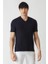 Erkek İpek Apreli Basic V Yaka T-Shirt SIYAH TS22Y22012_D99 5