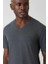Basic İpek Apreli V Yaka Antrasit Erkek T-Shirt TS22Y22012_D58 3