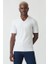 Erkek İpek Apreli Basic V Yaka T-Shirt BEYAZ TS22Y22012_D01 1