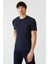 Basic İpek Apreli Bisiklet Yaka Lacivert Erkek T-Shirt TS22Y22011_D39 1