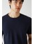 Basic İpek Apreli Bisiklet Yaka Lacivert Erkek T-Shirt TS22Y22011_D39 3