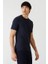 Basic İpek Apreli Bisiklet Yaka Lacivert Erkek T-Shirt TS22Y22011_D39 4