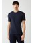 Basic İpek Apreli Bisiklet Yaka Lacivert Erkek T-Shirt TS22Y22011_D39 5