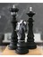 Semart Dizayn Üçlü Satranç Seti Heykeli Şah Vezir At Dekoratif Siyah Krom Biblo 1
