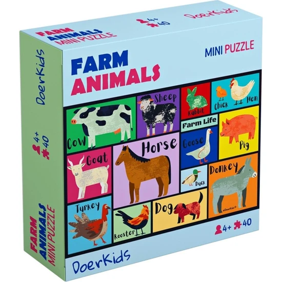 Doerkids Çiftlik Hayvanları Mini Puzzle | 40 Parça | 4 Yaş