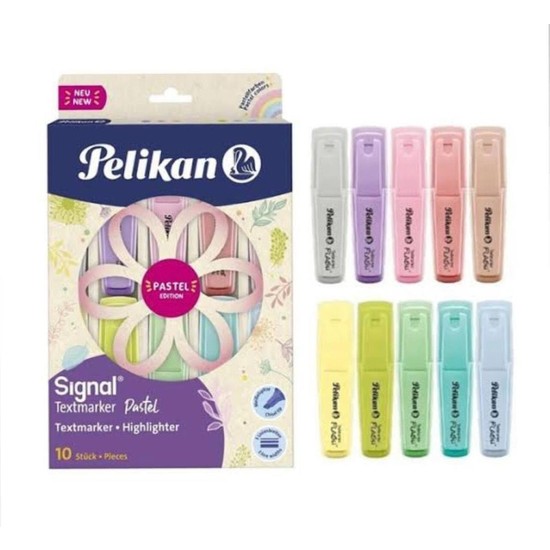 Evidenziatori Pelikan Signal Mint - Confezione Da 10, Colore Menta Pastello, Base Acqua, Lavabili E Sicuri
