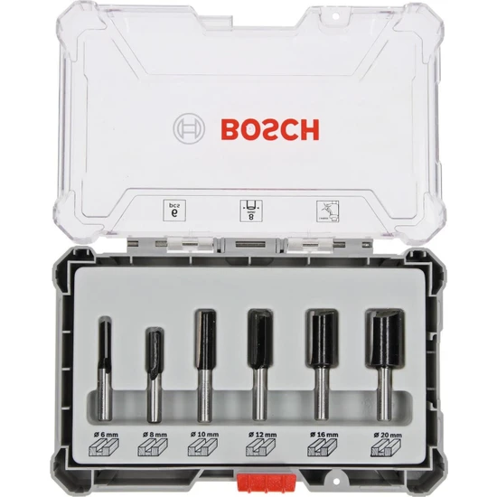 Bosch 6 Parça Düz 8 mm (Pro) Freze Seti -