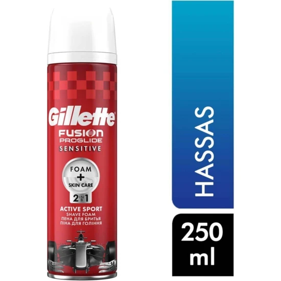Gillette Fusion Proglide Tıraş Köpüğü 250 ml Hassas Red Racing Gillette Fusion