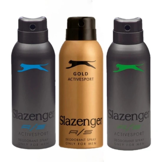 Slazenger Active Sport Gold Yeşil Mavi Deodorant 3x 150ML Set