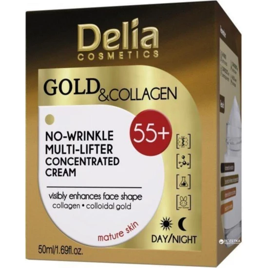 hepsiburada Delia Gold Collagen 55+ No-Wirinkle Kırışık Giderici Gündüz-Gece Kremi
