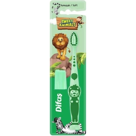 Difaş Sweet Animals Çocuk Diş Fırçası Yeşil (Yumuşak)