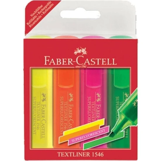Faber-Castell Faber Castell Fosforlu Kalem Seti 4 Renk Faber-Castell Fosforlu Kalem