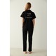 Penti Base Love Yourself Siyah Gömlek Pantolon Pijama Takımı