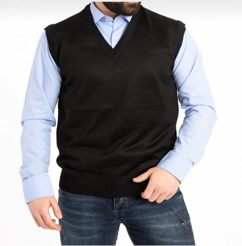 YHE Store Rkek V Yaka Ince Yün Triko Örgü Tüylenmez Baba Süveter