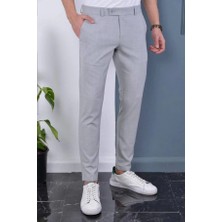 Mero Life Erkek Açık Gri Italyan Kesim Slimfit Kumaş Pantolon